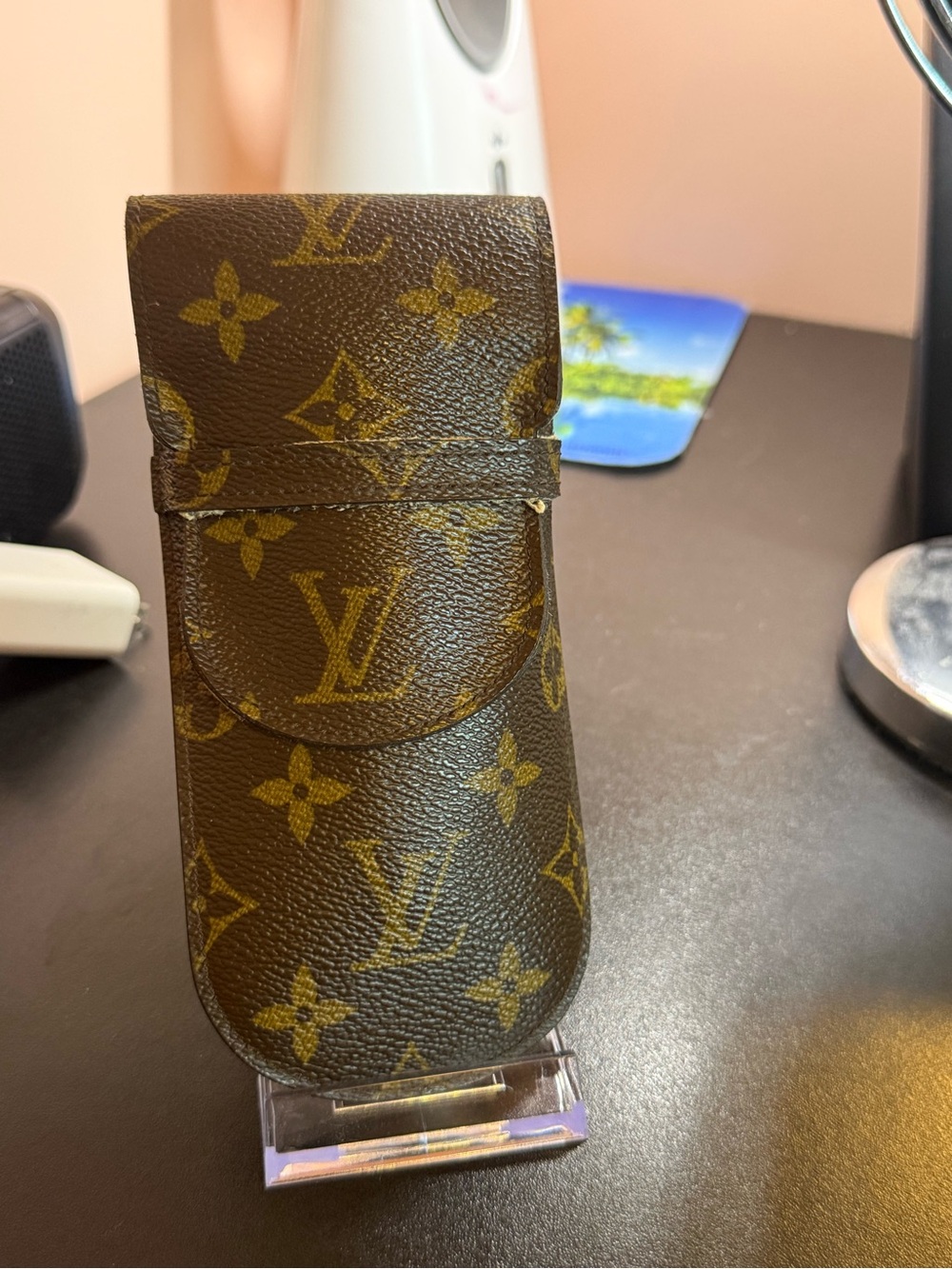Louis Vuitton Brown with Gold Monogram Eyewear Pouch